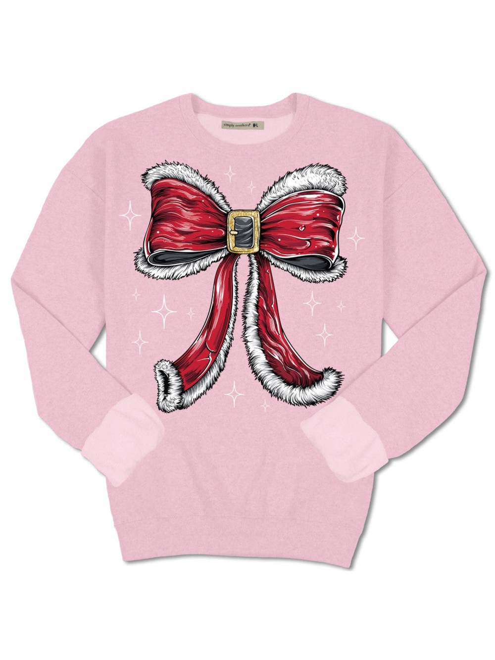 NWT Simply Southern Pink Christmas Bow Sweatshirt XXL